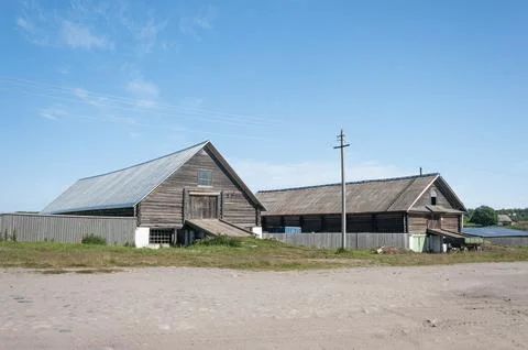 Two large barns, cattle breeding Stock Photos