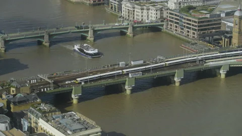 Two Large Boats On Thames Underneath Southwark Bridge Stock Footage 239710137