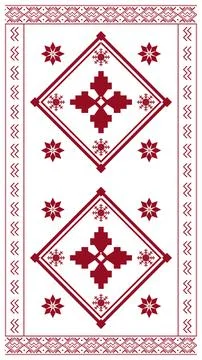 Two large burgundy diamond emblems with stylized flowers and snowflakes cre.. Stock Illustration