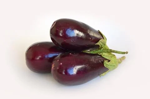 Two large eggplant on white background Stock Photos