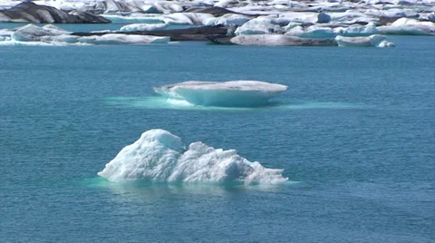 Two large iceberg in the middle of glacier lake Jökulsárlon Stock Footage 37974078