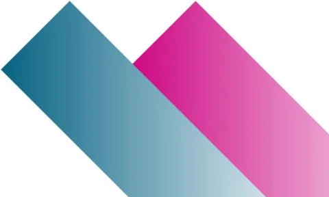 Two large overlapping diagonal shapes in teal and magenta on white background Stock Illustration