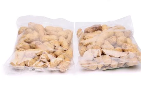 Two large plastic bags of peanuts Stock Photos
