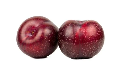 Two large red plums Stock Photos