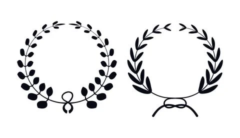 Two laurel wreaths with a tree leaf branch icon set design, Stock Illustration