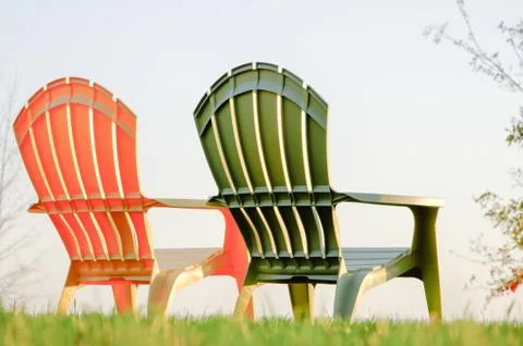 Two lawn chairs Stock Photos