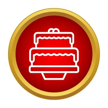 Two layer cake icon celebrating with gold border Stock Illustration