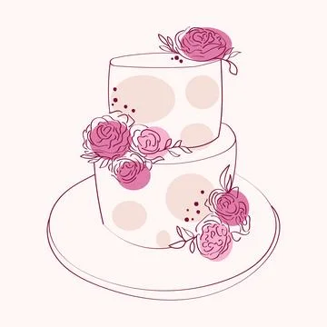 Two layer cake with pink flowers 스톡 일러스트