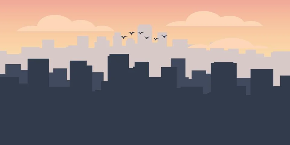 Two layer city silhouette Stock Illustration