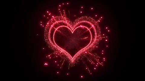 Two layer of Heart exploding with beautiful firework Overlay effect Stock Footage 322911926