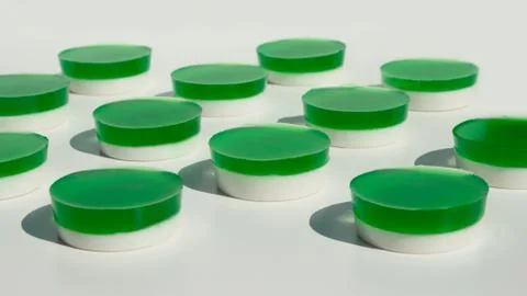 Two-layer jelly made from pandanus leaves and coconut milk. Traditional Thai Stock Photos