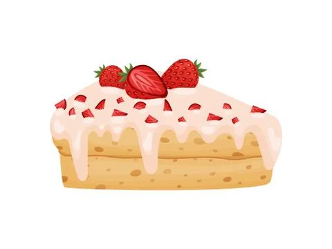 Two-layer piece of cake. Vector illustration on white background. Stock Illustration
