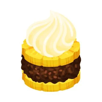 Two-layer pineapple cake. Vector illustration on a white background. Stock Illustration