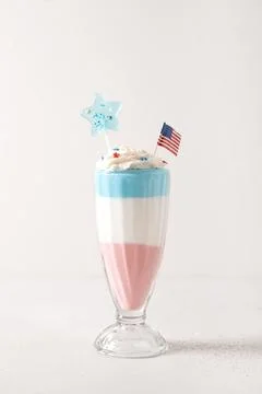 Two layered milkshake or crazy shake for kids for Independence Day in USA. Stock Photos