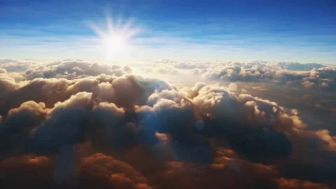 Two layers of clouds as seen from an airplane at sunset Stock Footage 218271237