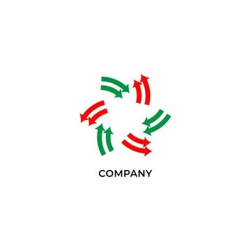 Two layers of red and green arrows. Circulation logo design template. Recyc.. Stock Illustration