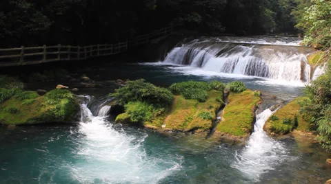 Two layers waterfall Stock Footage 32235064