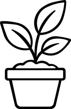 Two leaf plant seedling growing in plant pot Stock Illustration