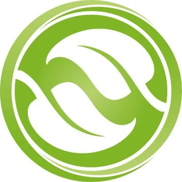 Two leaves and circle, wellness and nature logo Stock Illustration