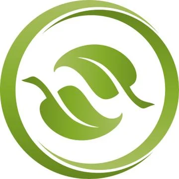 Two leaves and circle, wellness and nature logo Stock Illustration