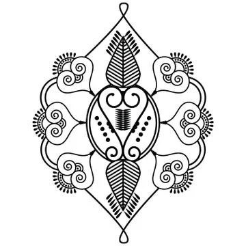 Two leaves shape inspired by henna tattoo Stock Illustration