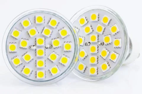 Two LED bulbs with warm and cold light Stock-Fotos