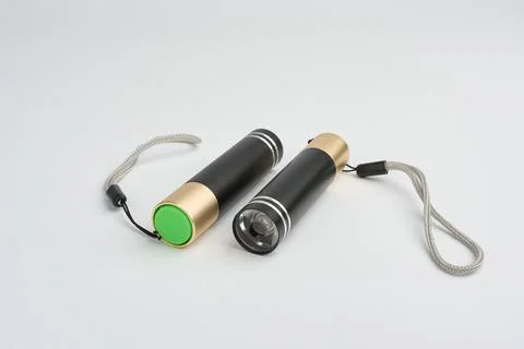 Two LED Flashlights on White Background Stock Photos
