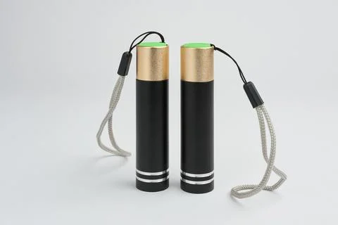 Two LED Flashlights on White Background Stock Photos