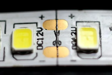 Two LED light bulbs close-up for 12 volts Stock Photos