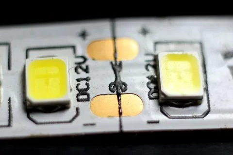 Two LED light bulbs close-up for 12 volts Stock Photos
