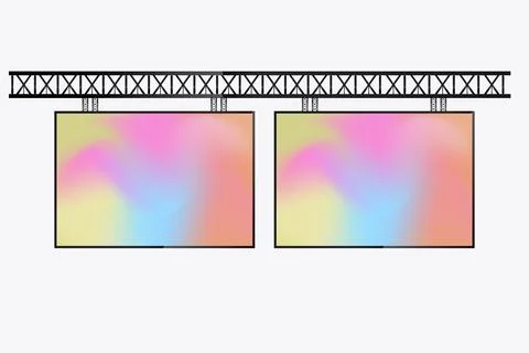 Two LED Screens Mockup in the column for advertising light box cross the st.. Stock Illustration