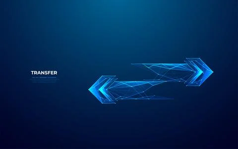 Two left-right arrows within futuristic low poly style Stock Illustration