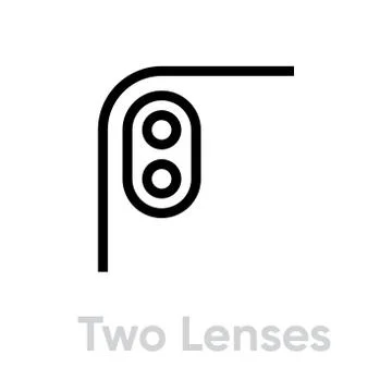 Two Lenses Phone Camera icon. Editable line vector. Stock Illustration