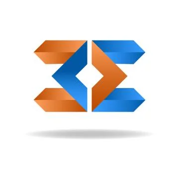 Two letter E - blue and orange business logo, icon for website Stock Illustration