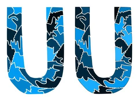 Two letters in shades of blue 스톡 일러스트