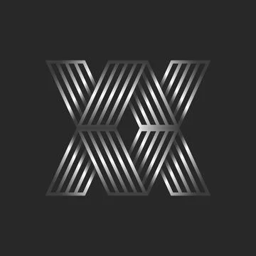 Two letters X 3d logo creative monogram, rhombus shape with initials XX str.. Stock Illustration