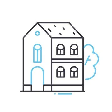 Two level house line icon, outline symbol, vector illustration, concept sign Illustrazione stock