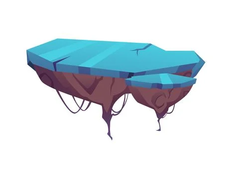 Two level platform with blue surface, game island land ice covered floating Stock Illustration