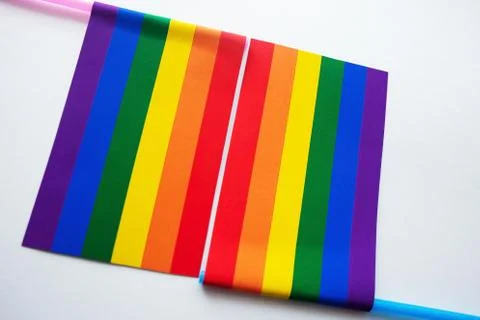 Two lgbt flags close-up Stock Photos
