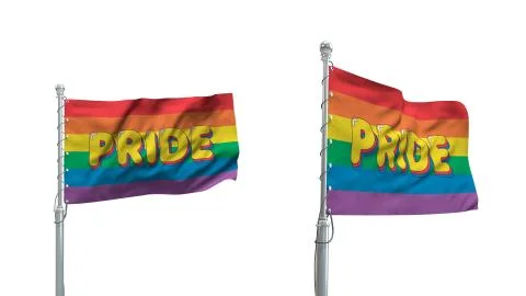 Two LGBT pride flags isolated on white background. Love and equality symbol Stock-Illustration
