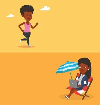 Two lifestyle banners with space for text Stock Illustration