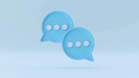 Two light blue speech bubbles floating on blue background Video stock 333828993
