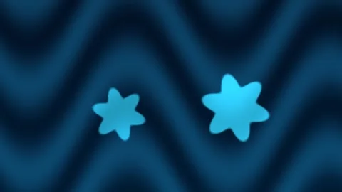 Two light blue stars float against abstract blue and black waves Stock Footage 329009328