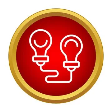 Two light bulbs connecting, sharing new ideas Stock Illustration