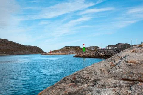 Two lighthouses on the rocks. For the safe passage of ships along the fairway . Foto stock