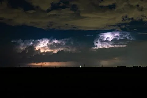 Two lightning storms Stock Photos