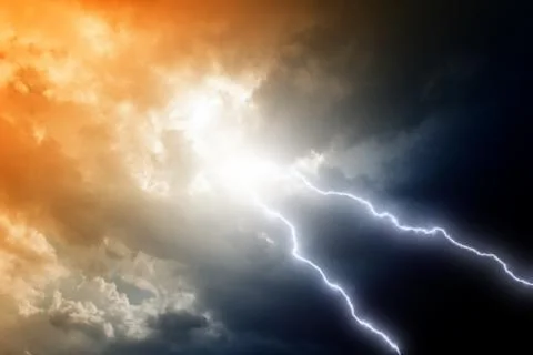 Two lightnings in sky 스톡 일러스트