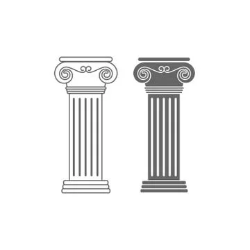 Two line drawing ionic columns vector illustration isolated on white backgrou Stock Illustration
