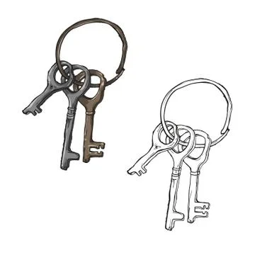 Two line keys, isolated on white background Stock Illustration