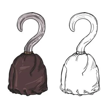 Two line pirate hooks, isolated on white background Stock Illustration